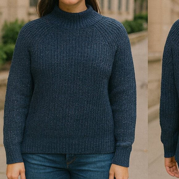 BDG Blue Crew Neck Ribbed Hem Knit Sweater M - (Fall Collection) - Picture 1 of 11